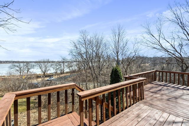 deck with a water view