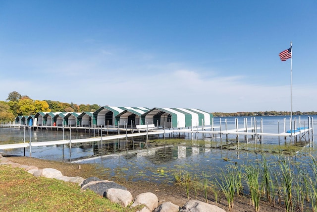 dock area featuring a water view