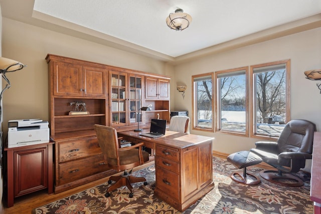 office area with wood finished floors