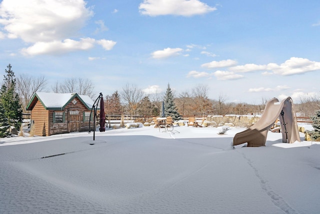 view of snowy yard