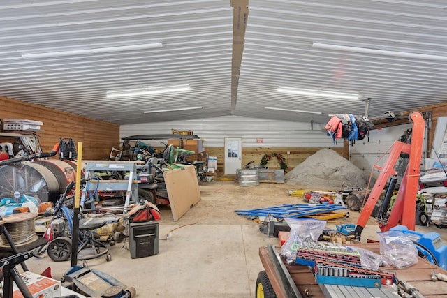 garage featuring metal wall