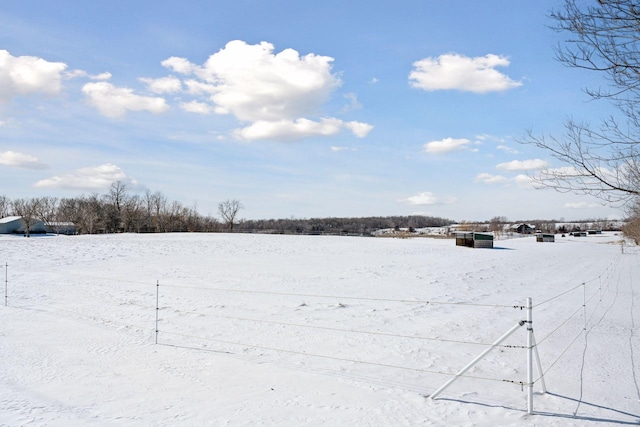 view of yard layered in snow