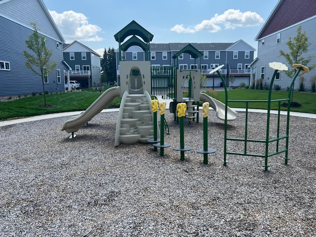 view of playground featuring a lawn