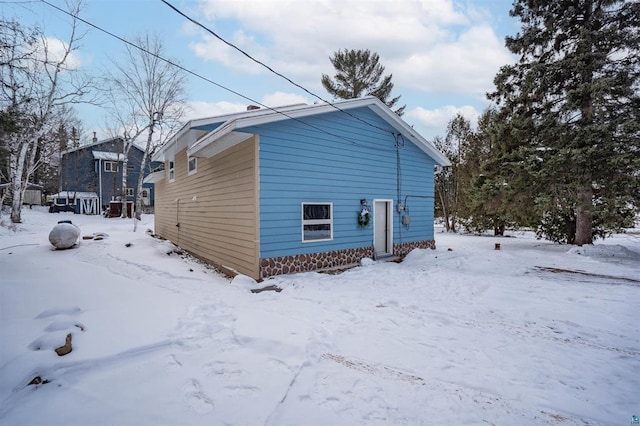 view of snow covered exterior