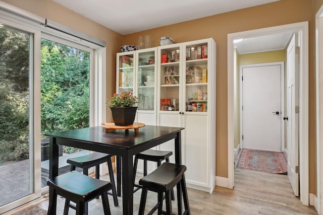 dining area featuring light hardwood / wood-style flooring