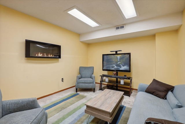 living room with carpet flooring