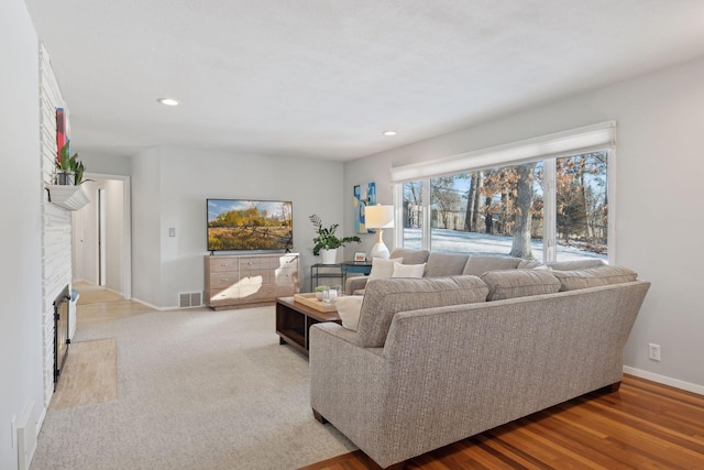 living room featuring wood-type flooring