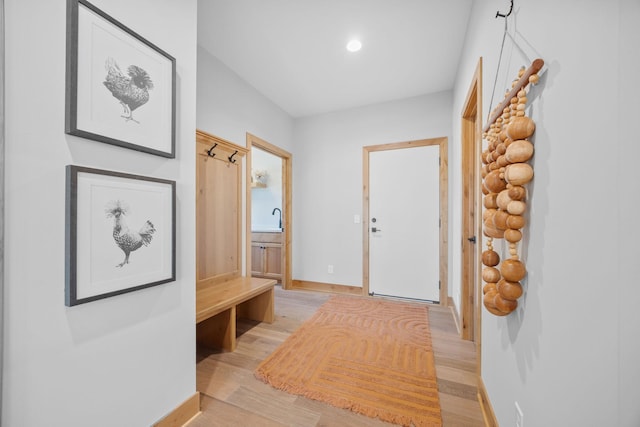 mudroom with light wood-type flooring