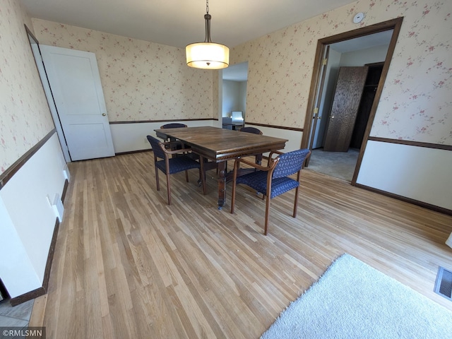 3501 Virginia Ave S, Saint Louis Park, MN 55426 - dining area featuring wallpapered walls, light wood-type flooring, and an office area