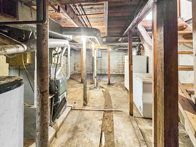 basement with water heater