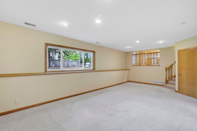 5639 Park Place Dr, Shoreview, MN 55126 - basement with carpet, recessed lighting, baseboards, and stairs