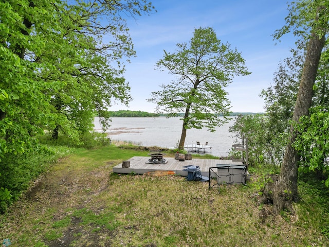 25379 Deerpath Loop, Pelican Rapids, MN 56572 - view of yard with a water view and a fire pit