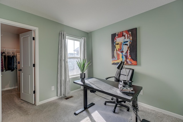 office featuring light colored carpet