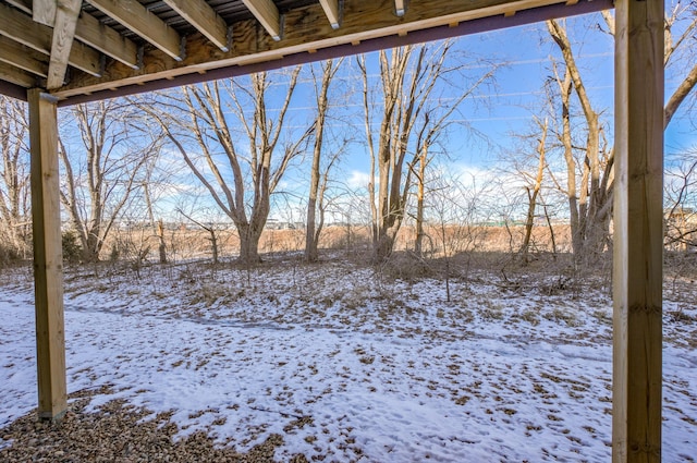 view of yard layered in snow