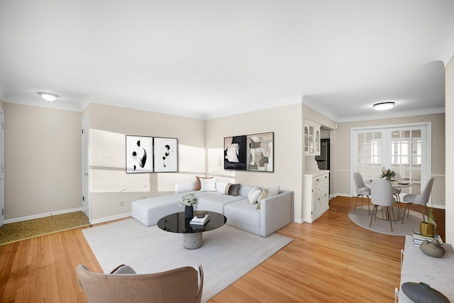 living room with light wood-type flooring