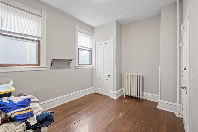 interior space featuring dark wood-type flooring and radiator