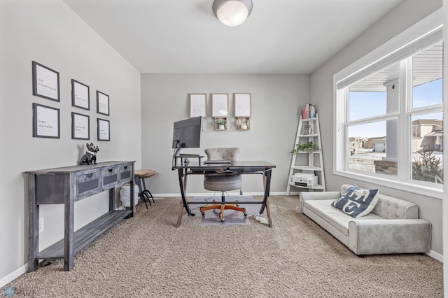 view of carpeted office space