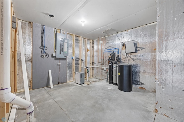 basement featuring electric panel