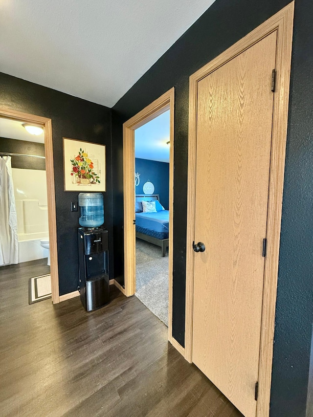 hall featuring dark hardwood / wood-style floors