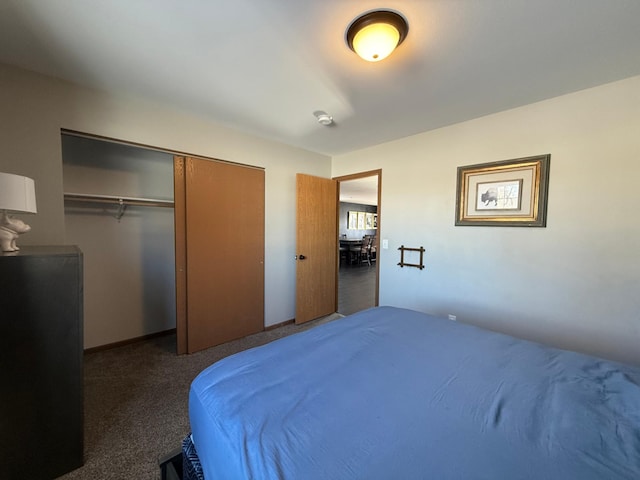 carpeted bedroom featuring a closet