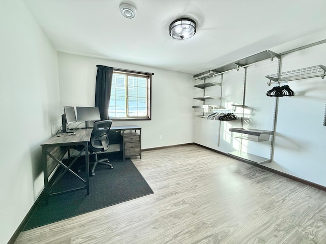 office space featuring light hardwood / wood-style floors