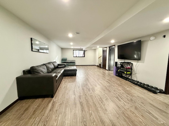 living room featuring light hardwood / wood-style floors