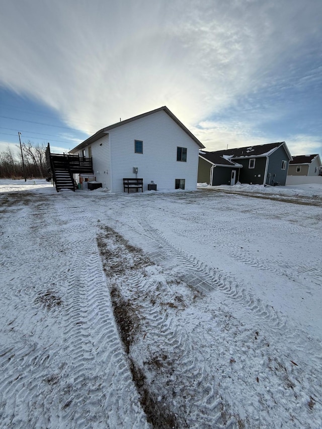 view of snow covered exterior