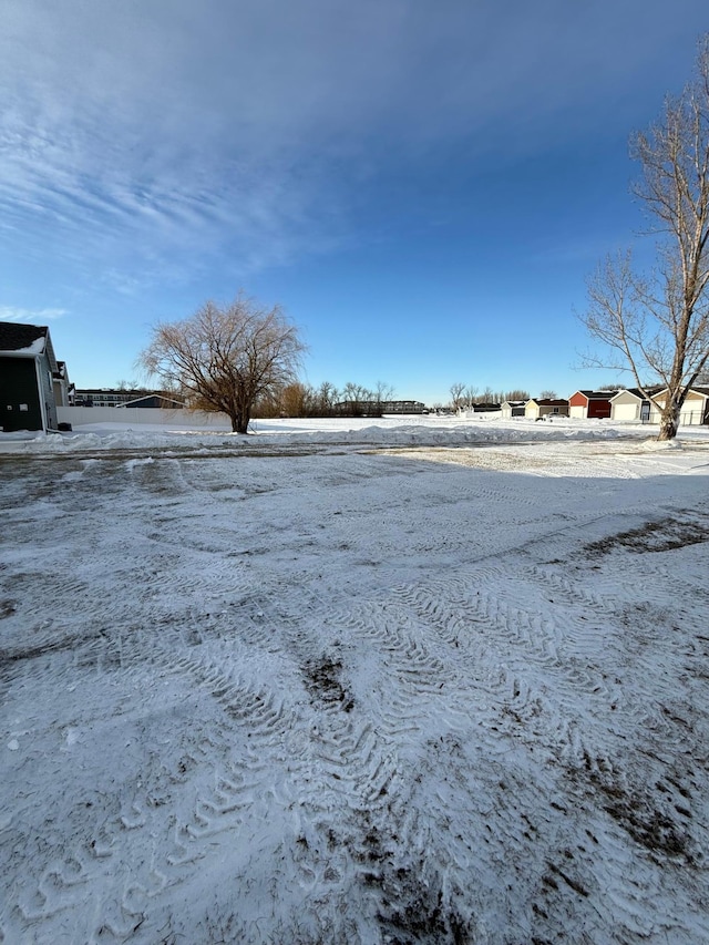 view of yard layered in snow