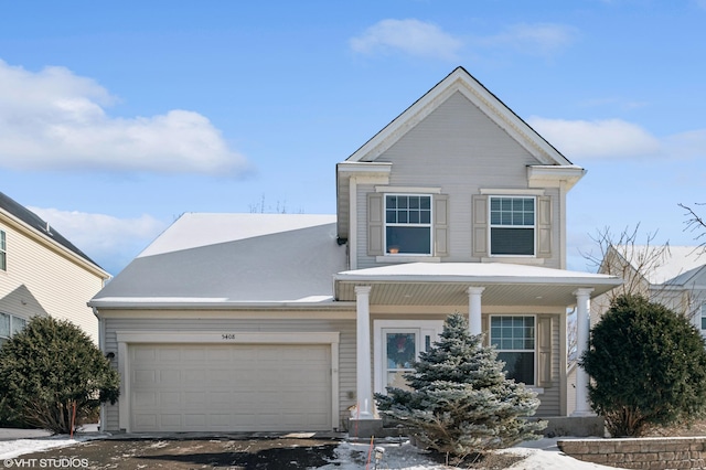 view of front of house with a garage