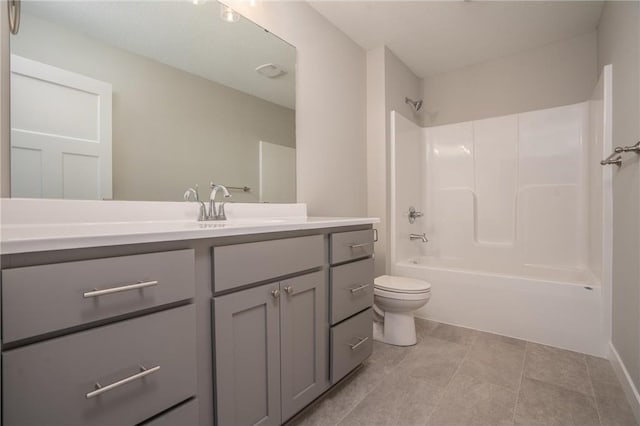 full bathroom with vanity, shower / bathing tub combination, and toilet