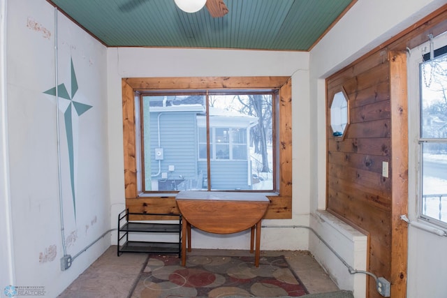 interior space with a healthy amount of sunlight and ceiling fan