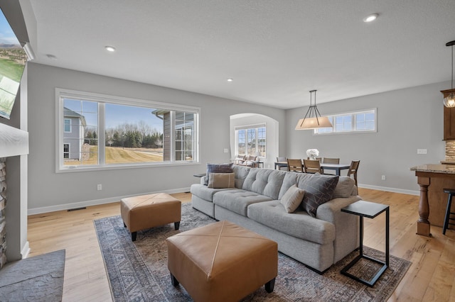 living room with light wood-type flooring