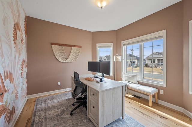 office featuring light wood-type flooring