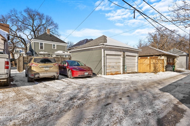 view of detached garage