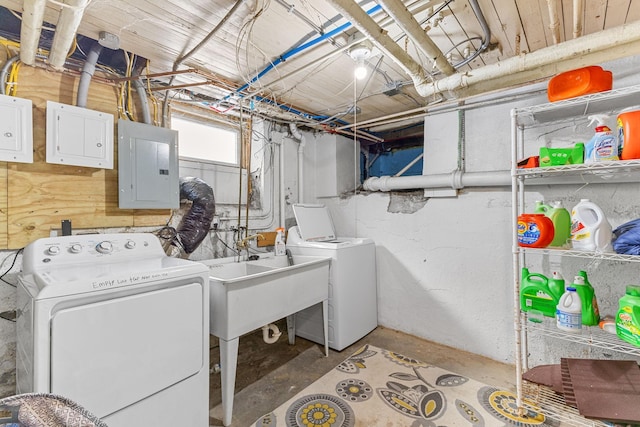 2707 Fremont Ave S, Minneapolis, MN 55408 - laundry area featuring electric panel and washer and clothes dryer