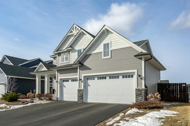 craftsman inspired home featuring a garage