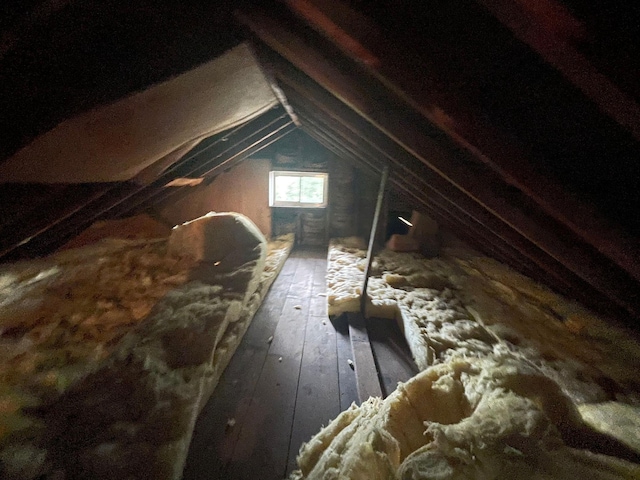 view of unfinished attic