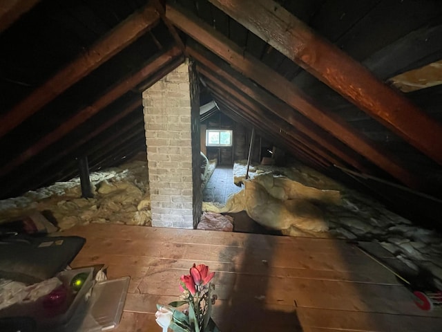 view of unfinished attic