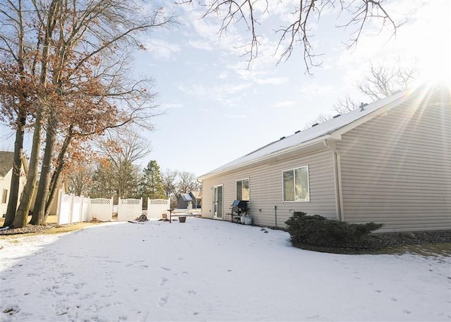 view of snow covered exterior