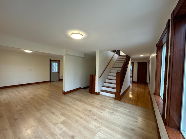 interior space with light hardwood / wood-style floors