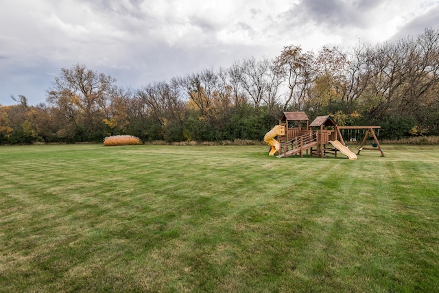 view of yard with a playground