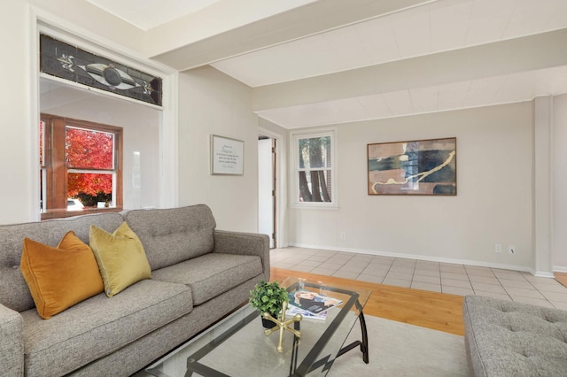 view of tiled living room