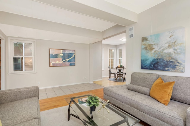 living room featuring hardwood / wood-style flooring