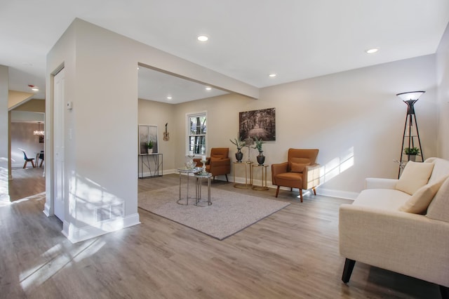 living room featuring light hardwood / wood-style floors