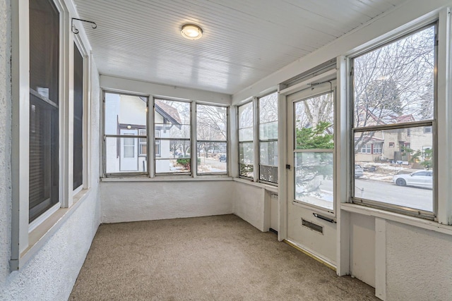 view of unfurnished sunroom