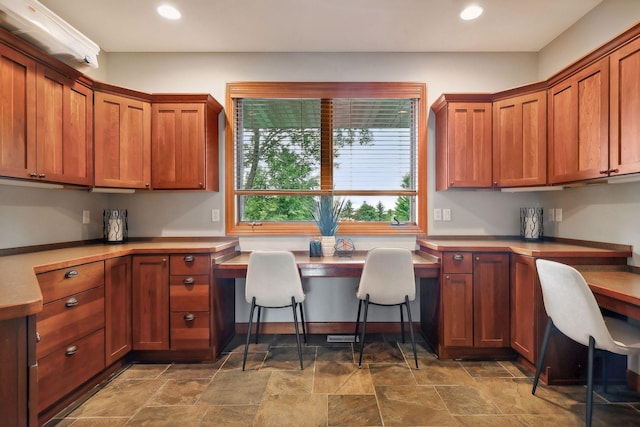 kitchen with built in desk