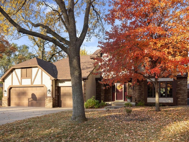 view of front of property with a garage