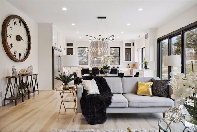 living room featuring light hardwood / wood-style flooring