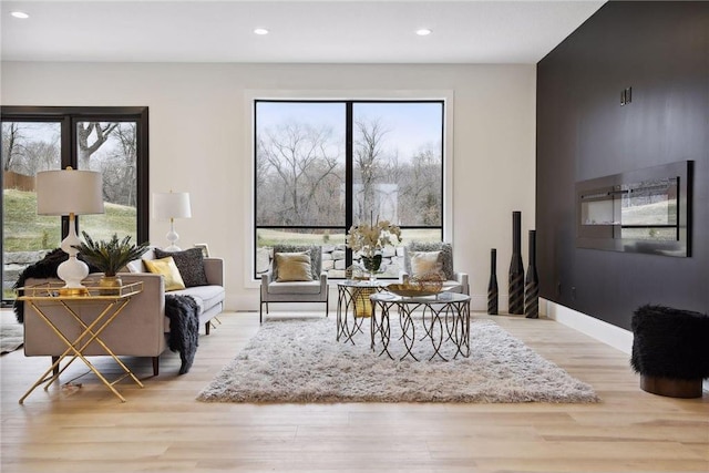 living room featuring light wood-type flooring