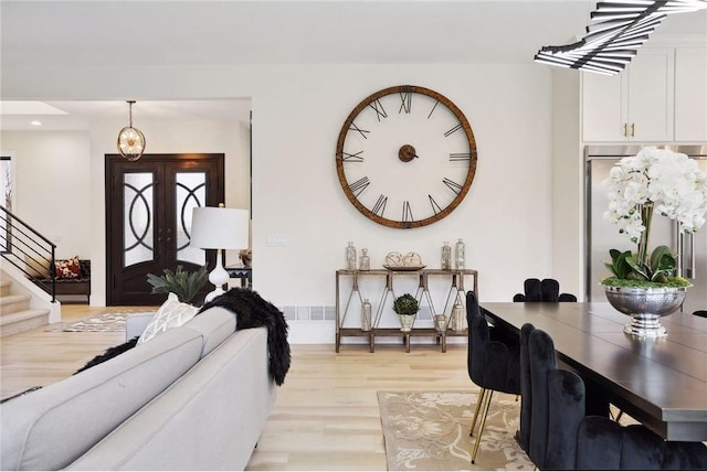 living room featuring light wood-type flooring